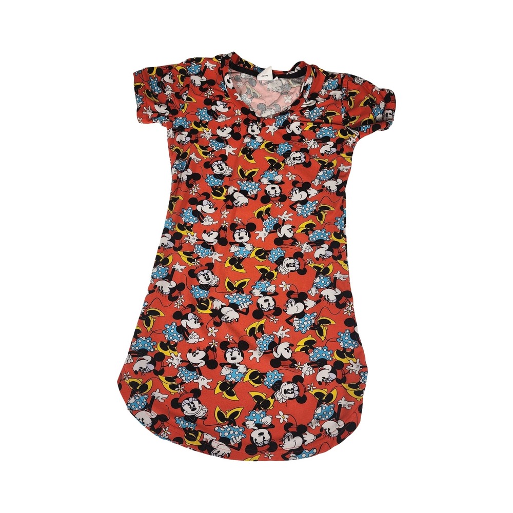 Disney Minnie Mouse Girls Red All Over Print T-Shirt Dress Size 8 Short Sleeve
